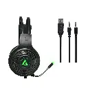 AUDIFONOS UNNO TEKNO GAMING BRAVE MICROFONO 3.5 USB LUCES VERDE HS7235GN