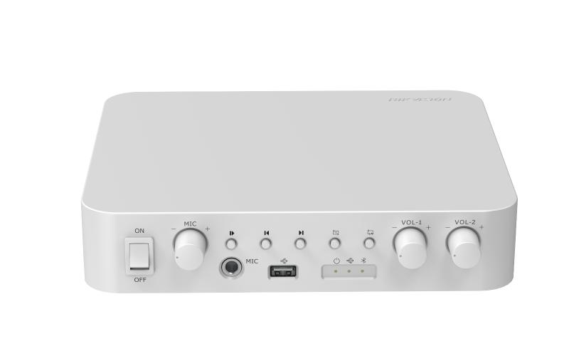 AMPLIFICADOR DE SONIDO HIKVISION DS-QAE1A80G1-VB 2 ZONAS RED RJ45 | 80W | BLUETOOTH | USB | BLANCO