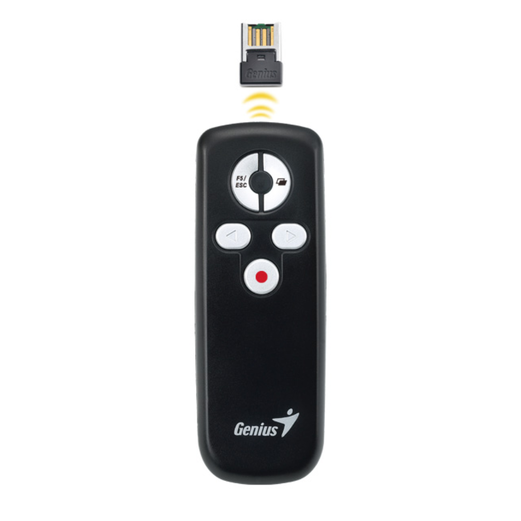 APUNTADOR GENIUS MEDIA POINTER 100 | RUN CARD | INALAMBRICO NEGRO MULTIMEDIA