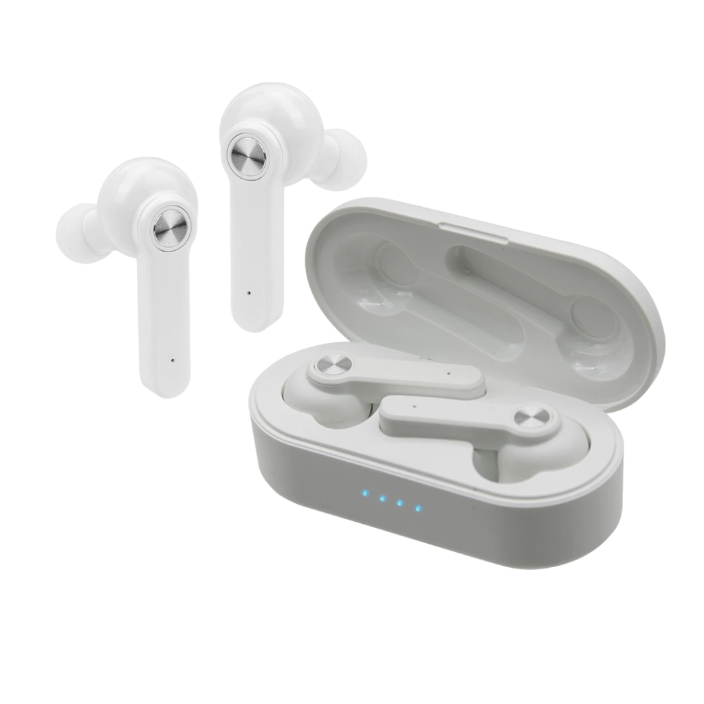 AUDIFONOS UNNO TEKNO TWS VIBE MICROFONO INALAMBICO C|ESTUCHE BLUETOOTH 5.0 BLANCO HS7505WT