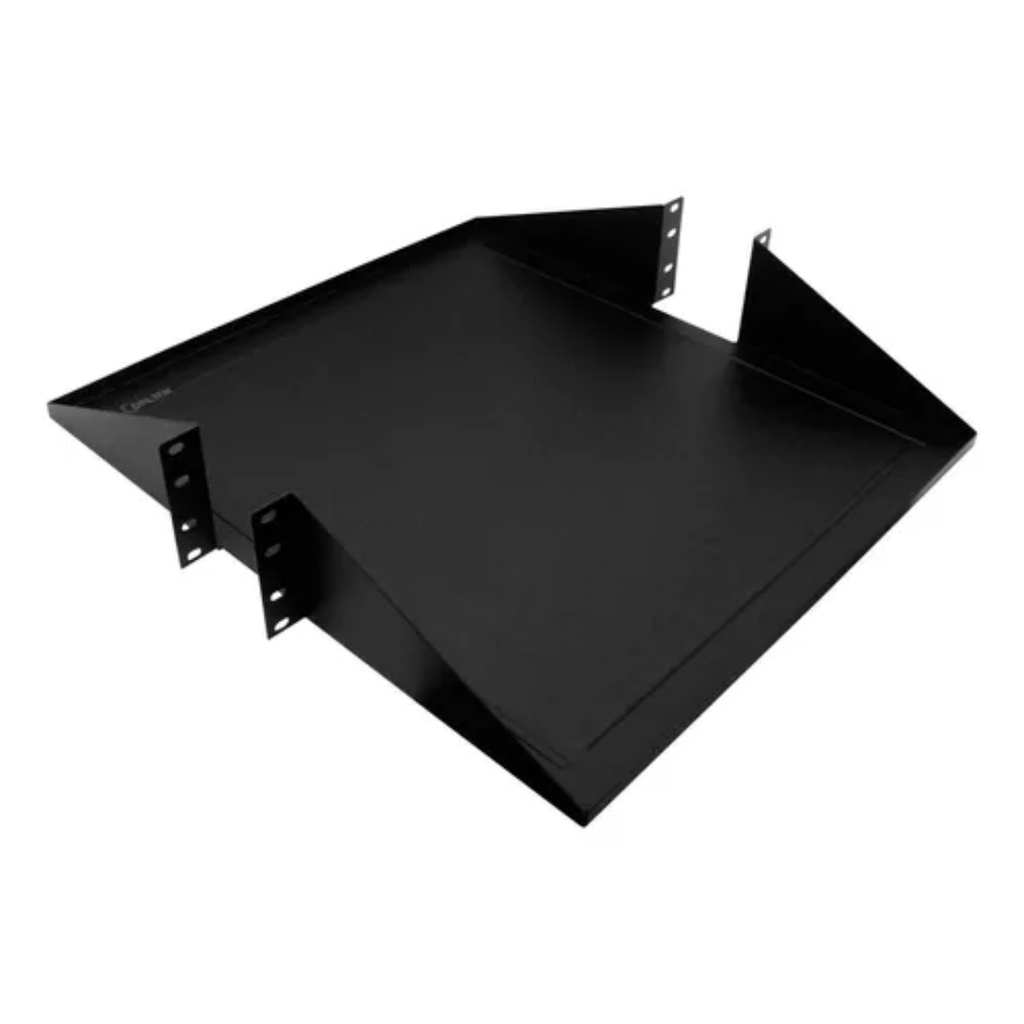 BANDEJA PARA RACK | ONLINK | LISA | 19X19 | 2U | DOBLE PESTAÑA | NEGRA | METALICA