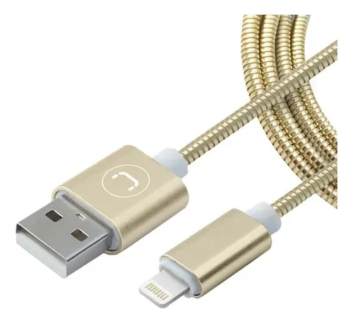 CABLE | UNNO TEKNO | LIGHTNING MACHO | USB MACHO | ACERO | INOXIDABLE | DORADO | CB4063GD