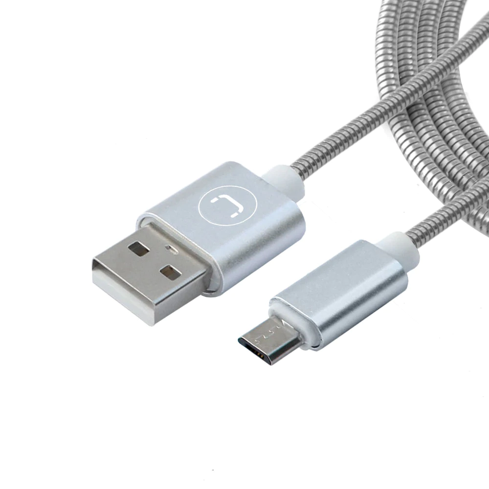 CABLE | UNNO TEKNO | MICRO USB - USB MACHO | ACERO INOXIDABLE | PLATEADO | CB4063SV