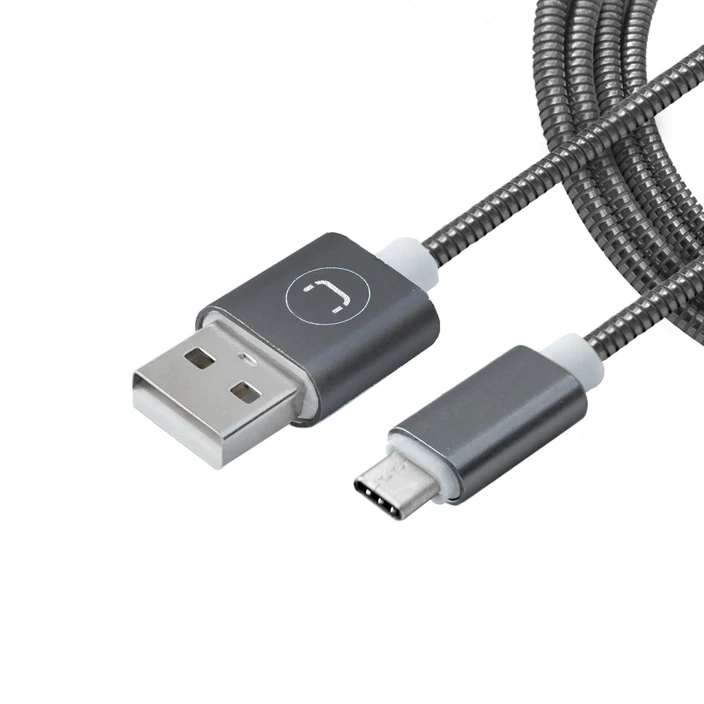 CABLE UNNO TEKNO TIPO C - USB MACHO ACERO INOXIDABLE PLATEADO CB4063GY