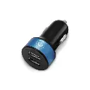 CARGADOR | UNNO TEKNO | 2 PUERTOS USB | PARA CARRO 2.1A | 12V | INDICADOR LED | PW5002BK