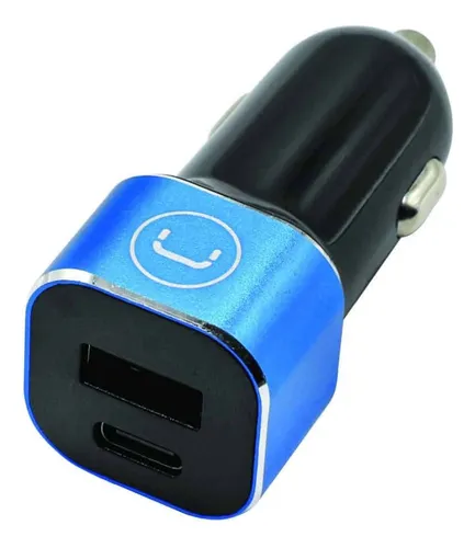 CARGADOR | UNNO TEKNO | 2 PUERTOS USB - TIPO C | PARA CARRO | 6.0A | 12V | INDICADOR LED | PW5025BK