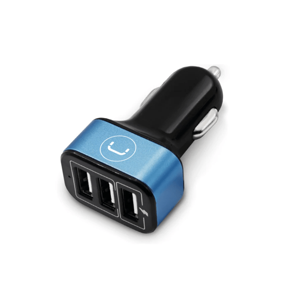 CARGADOR UNNO TEKNO 3 PUERTOS USB - PARA CARRO 6.0A 12V INDICADOR LED PW5022BK