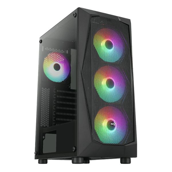 CASE AEROCOOL FALCON MID TOWER NEGRO | FRONTAL MALLA | LATERAL VIDRIO | USB 2.0 | 2X USB 3.0 | 1 AUDIO HD