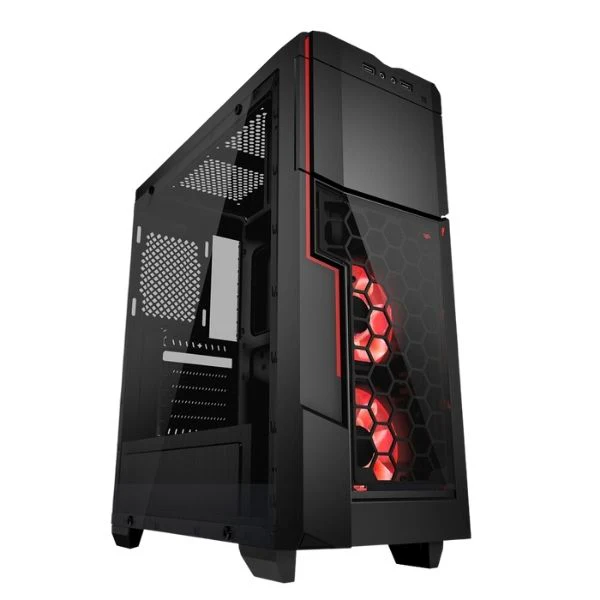 CASE AZZA GAMING CASE MID ATX 211G CRIMSON LED FAN|SIN FUENTE
