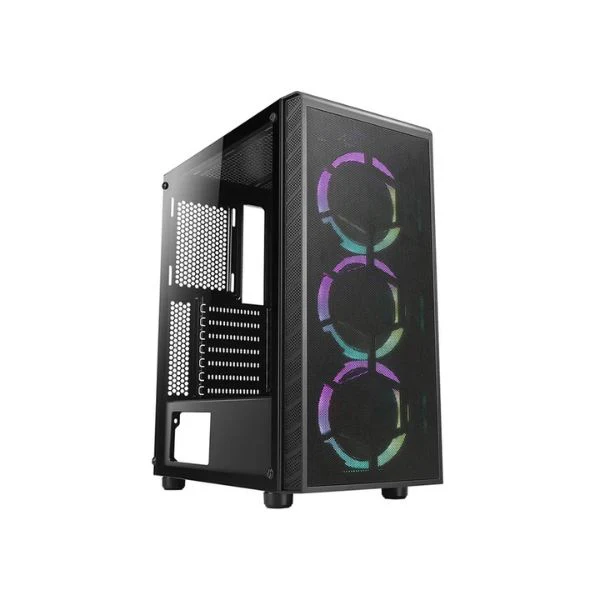CASE AZZA GAMING PRIME 360 ATX MID TOWER GAMING NEGRO 3XUSB 1 HD AUDIO 3X FAN ARGB VIDRIO TEMPLADO