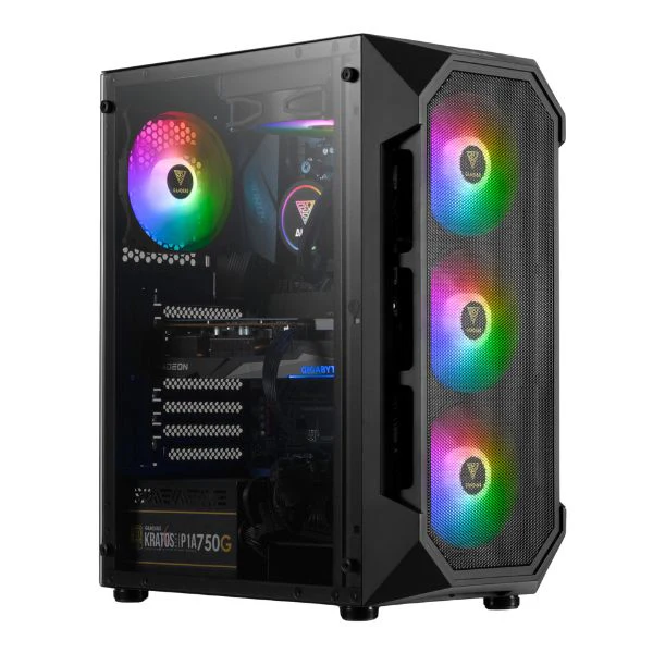 CASE GAMDIAS GAMING AURA GC1 ATX | 3X USB | AUDIO HD | 4X FAN ARGB 12CM | FRONTAL MALLA | LATERAL VIDRIO | NEGRO