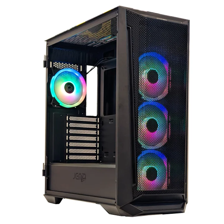 CASE JEMIP GAMING QUANTUM X NEGRO MTOWER | HUB + CONTROL ARGB | 4 FAN 12CM | 2 USB 3.0 | TIPO C | HD AUDIO | VIDRIO