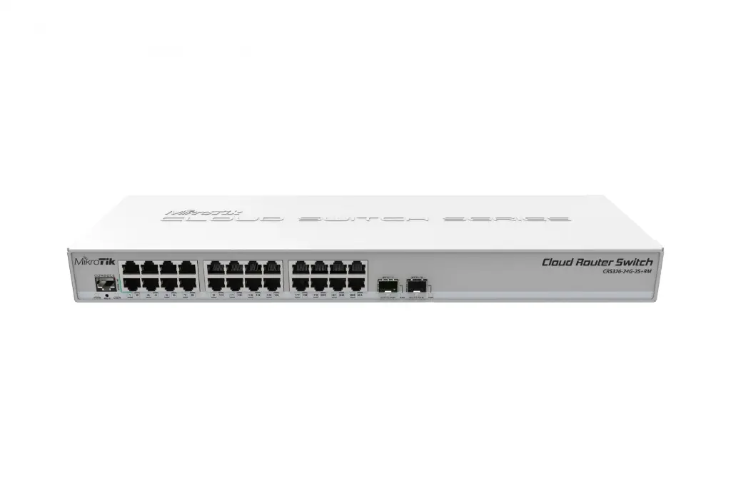 CLOUD SMART SWITCH MIKROTIK CRS326-24G-2S+RM 24 PUERTOS GIGABIT 2 SFP + ROUTER RM SWITCH OS