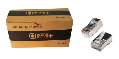 CONECTOR RJ45 WIREPLUS CAT 5E BLINDADO CAJA 100 UNIDADES WP-RJ45CAT5-B