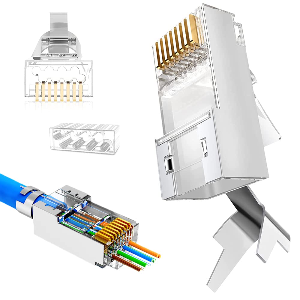 CONECTOR ZOERAX 30 UNIDADES RJ45 CAT8 | CAT7 | CAT6A 8P | 8C 50UM BLINDADO CHAPADO EN ORO PASO COMPLETO