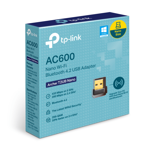 ADAPTADOR WIFI | BLUETOOTH TPLINK ARCHER AC600 DUAL BAND 2,4 GHZ Y 5 GHZ BLUETOOTH 4.2 | T2UB
