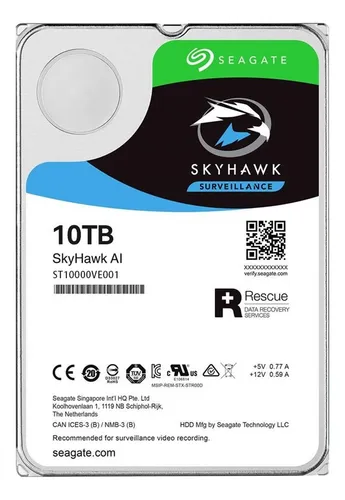 DISCO DURO 10TB SEAGATE SKYHAWK AI SURVEILLANCE HDD ST10000VE0001 | 7200 |RPM |3.5" | SATA 6 GB|S