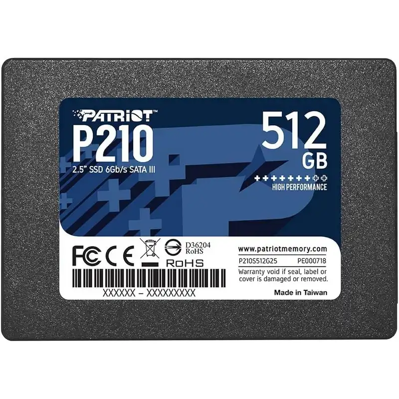 DISCO DURO SOLIDO | PATRIOT | 512GB | SSD | 2.5" | 3D NAND | SATA 3 | P210S512G25