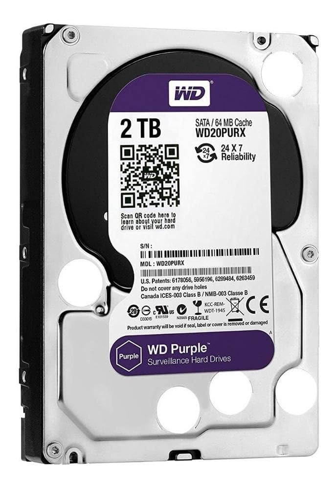 DISCO DURO WD PURPURA PARA VIGILANCIA CCTV 2TB 3.5" 5400RPM 64MB WD20PURX