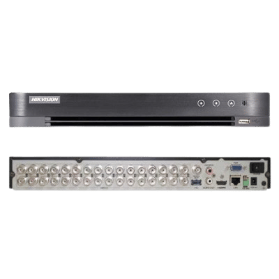 DVR 32 CANALES DS-7232HGHI-M2 TURBO HD 720P | 1080P LITE + 2 CANALES IP 5MP | 2 BAHIAS DE DISCO DURO | 1 AUDIO