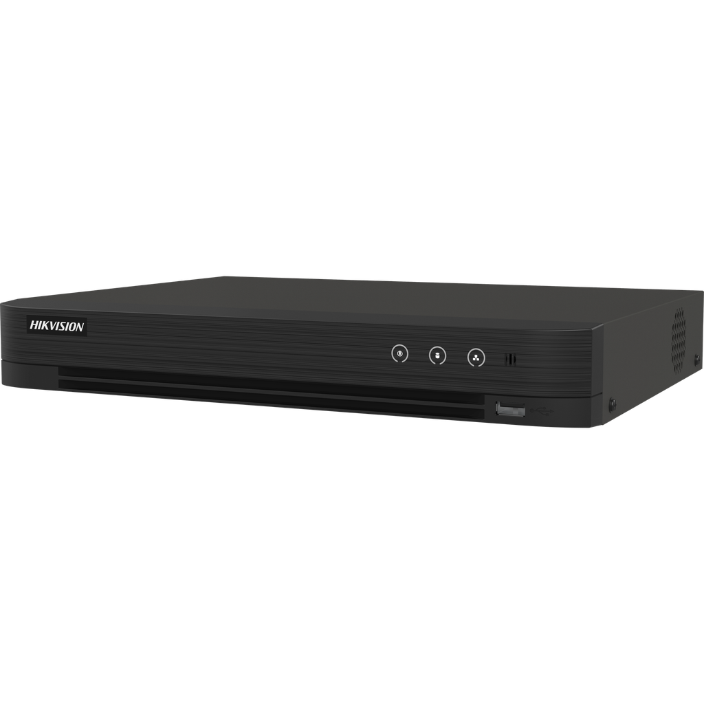 DVR 4 CANALES TURBO IDS-7204HUHI-M1|S4A+4|1ALM HD + 4 CANALES IP | 8 MP | 1 BAHIA DE DISCO DURO | AUDIO POR COAXITRON
