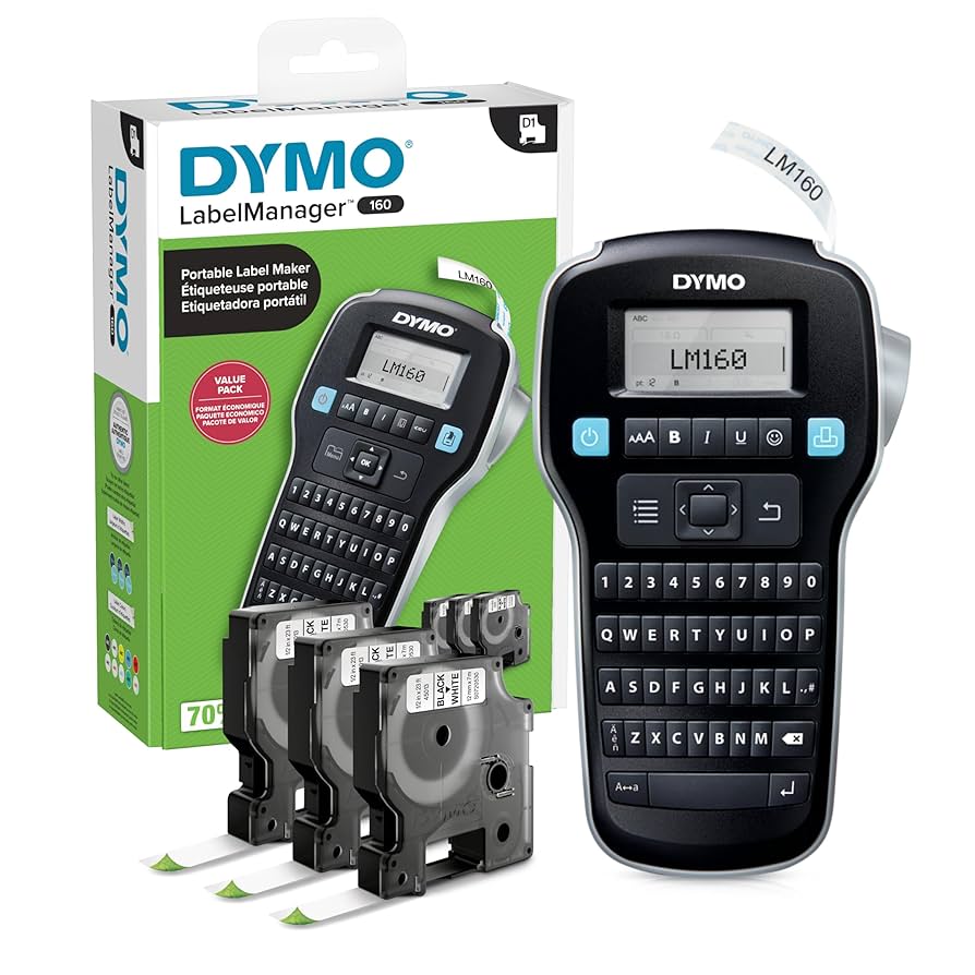 ETIQUETADORA DYMO LABEL MANAGER 160 TECLADO QWERTY GRAN PANTALLA INCLUYE 3 CASE DE CINTA TECLAS RAPIDAS