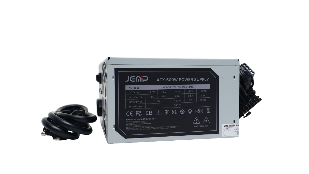 FUENTE DE PODER | JEMIP | 600W | 24 PINES ATX | GRIS | ATX-600W-BULK