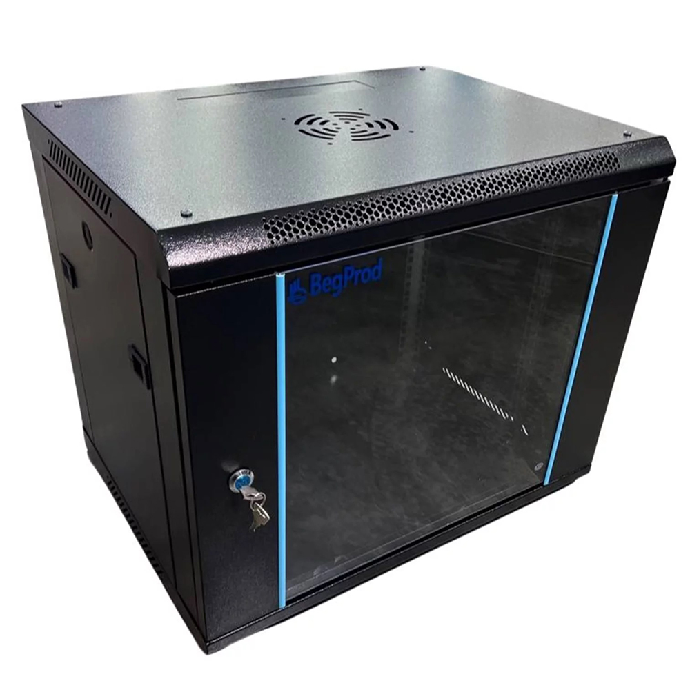 GABINETE RACK BEGPROD RACK9U 9RU 600X500X450MM PUERTA DE VIDRIO