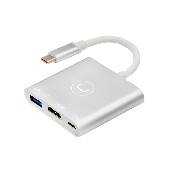 HUB MINI | UNNO TEKNO | 3 PUERTOS | HDMI 4K + USB 3.0 + PD | 60W | 3 AMP | HB1101SV