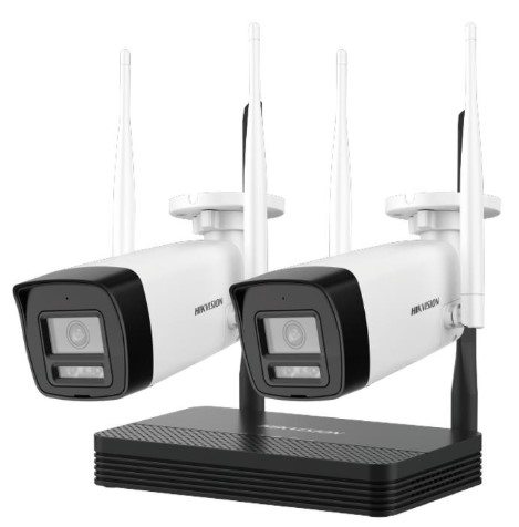 KIT CCTV 4 CANALES WIFI HIKVISION 1080P 2MP DS-J142I7|NKS422W0H | 2 CAMARAS BULLET | AUDIO | COLORVU