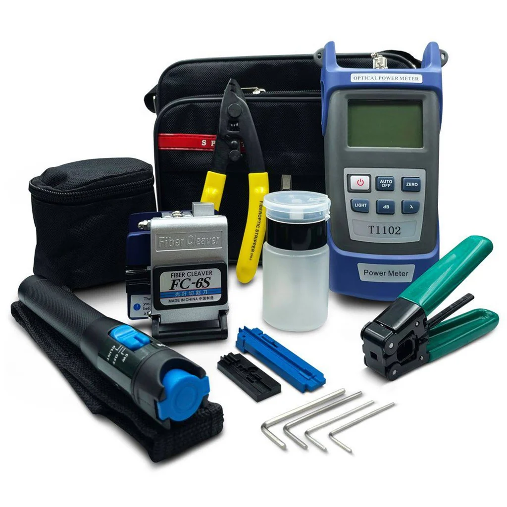 KIT DE HERRAMIENTAS PARA INSTALACION FIBRA OPTICA FTTH MEDIDOR AZUL