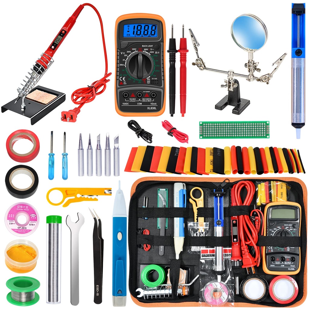 KIT DE HERRAMIENTAS SOLDADURA ELECTRONICA DIGITAL | PANTALLA LCD | TEMPERATURA AJUSTABLE | 80W