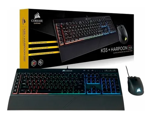 KIT DE TECLADO Y MOUSE CORSAIR K55 RGB PRO + HARPOON PRO