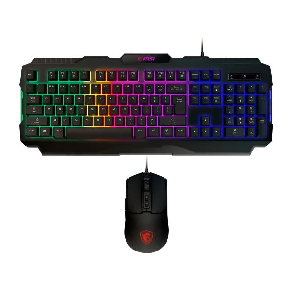 KIT TECLADO Y MOUSE | MSI | GAMING FORGE | GK100 | 6400DPI | 7 BOTONES | INGLES | USB | RGB | NEGRO