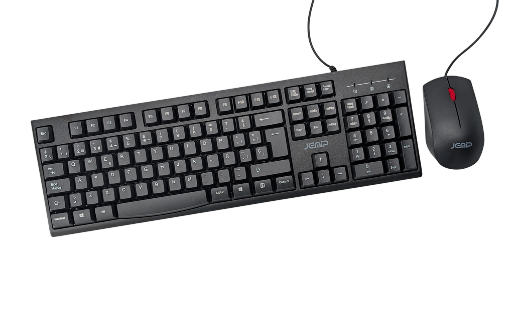 KIT TECLADO Y MOUSE JEMIP JPKM-100 | 1200DPI | 3 BOTONES | ESPAÑOL | USB | NEGRO