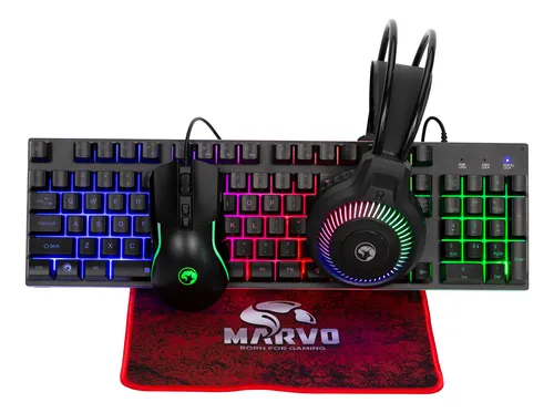 KIT TECLADO Y MOUSE GAMING | MARVO | CM416 | SP LOOT 40 | 4 EN 1 | RGB | USB 7.1