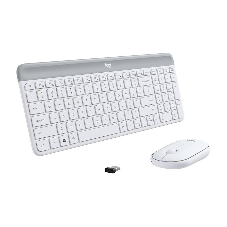 KIT TECLADO Y MOUSE LOGITECH MK470 USB INALAMBRICO SLIM INGLES BLANCO