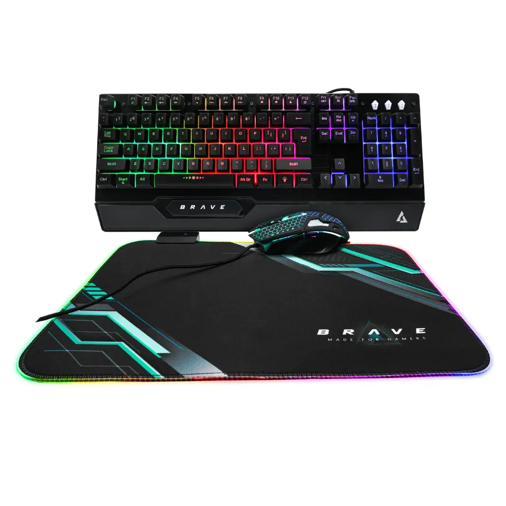 KIT TECLADO Y MOUSE | UNNO TEKNO | GAMING BRAVE | RGB | KB6784BK