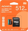 MEMORIA MICRO SD | ADATA | PREMIER | 512GB | MICROSD XC | UHS-I | CLASE 10 CON ADAPTADOR