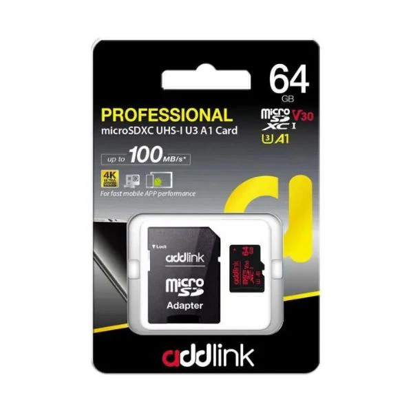 MEMORIA MICRO SD ADDLINK UHS1 64GB CLASE 10 C|ADAPTADOR.