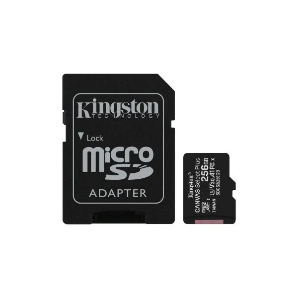 MEMORIA MICRO SD | KINGSTON | 256GB | CANVAS | SELECT CLASE A | C|ADAPTADOR