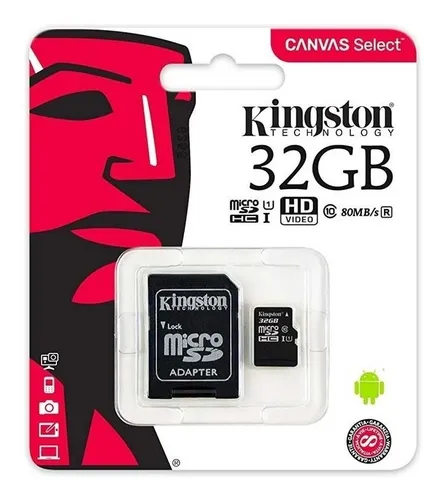 MEMORIA MICRO SD KINGSTON 32GB CANVAS SELECT CLASE 10 C|ADAPTADOR