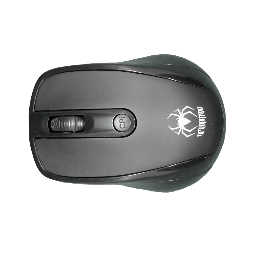 MOUSE SPIDERTEC OPTICO 3 BOTONES 1600DPI INALAMBRICO NEGRO