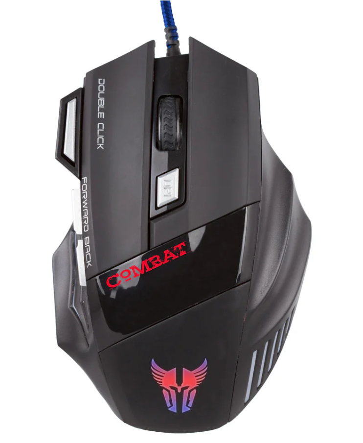 MOUSE | ARGOM | GAMING | MS2042 | COMBAT | 3200DPI | 7 BOTONES | LUCES RGB | SUB | NEGRO | ARG-MS-2042BK | ALAMBRICO