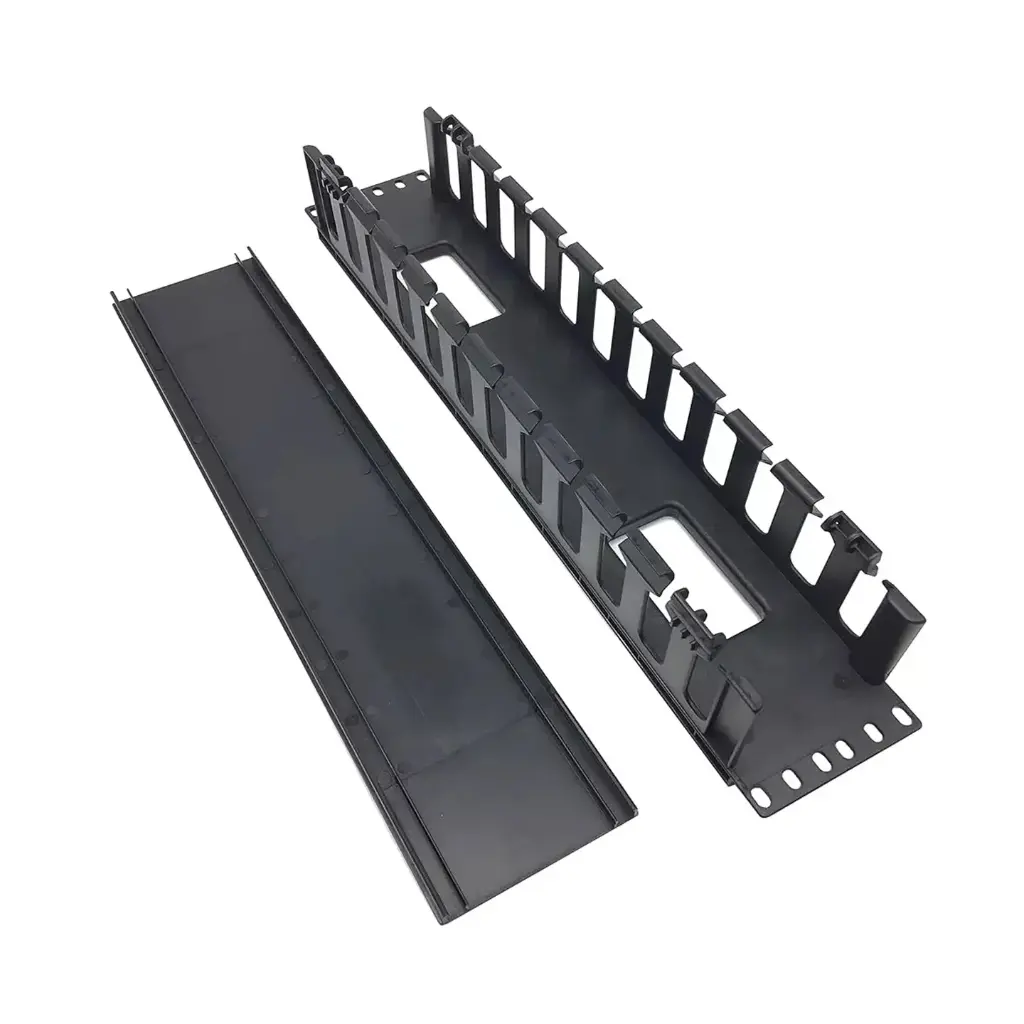 ORGANIZADOR HORIZONTAL STC 2U PLASTICO 19" CON TAPA NEGRO STC-CO2U