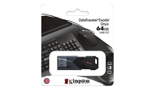 PEN DRIVE KINGSTON 64GB DATA TRAVELER EXODIA ONYX USB 3.1 DTXON|64GB