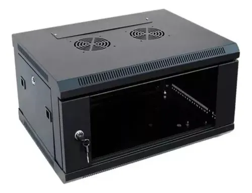 RACK DE PARED CERRADO FIJO 4U CON PUERTA DE VIDRIO METALNET