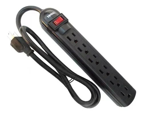 REGLETA TONAL MULTITOMA 120V AC 6 TOMAS NEGRO BB-05-1