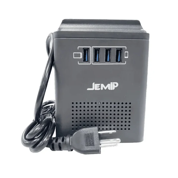 REGULADOR DE CORRIENTE JEMIP JP-AVR79-600 AVR 600VA | 300W | 12V-60HZ | 4USB | 4 TOMAS