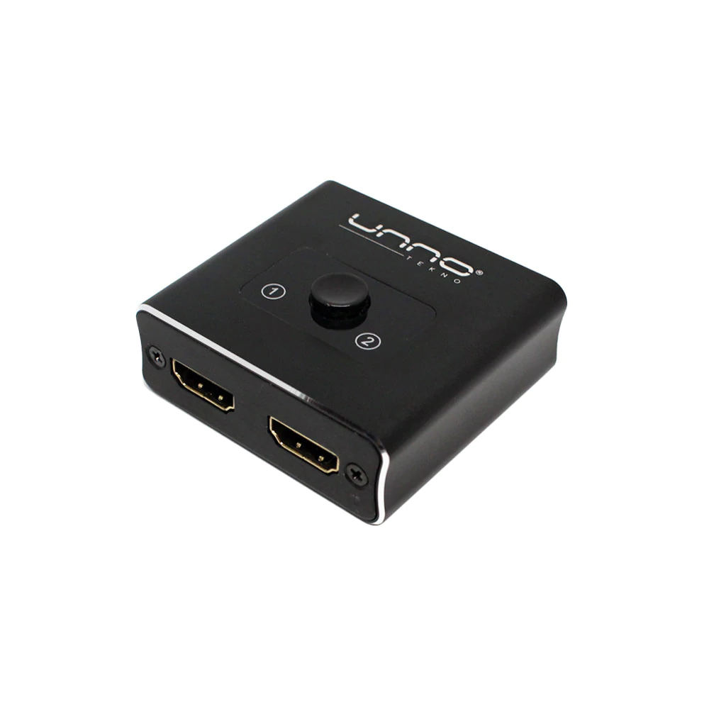 SPLITER SWITCH UNNO TEKNO HDMI 4K 2 PTOS 2 ENTRADAS 1 SALIDAS VIDEO 4K HB1201BK